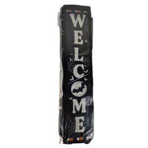 Halloween Welcome Bat Spider Web 72 inch Vertical Hanging Banner Decoration